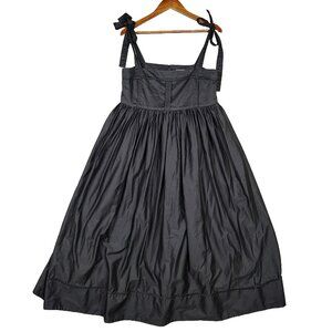 Aje Savoy Midi Dress Women's 14 Black Bodice Tie-Shoulder Straps Contemporary